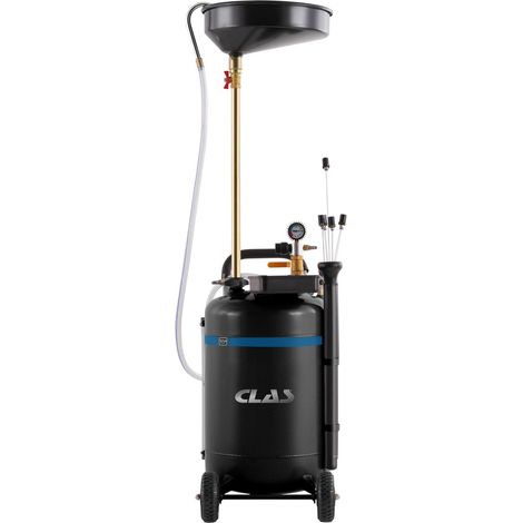 Clas – Récupérateur d'huile mixte 90L – Vidange par aspiration 2.5L/min – Tuyau d'aspiration 150cm – Indicateur de niveau – Bac de rangement