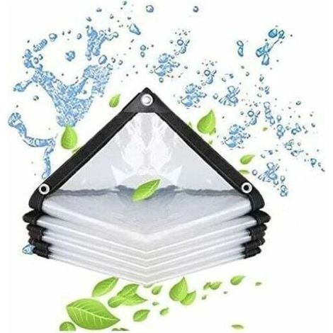 pair Bâche imperméable Transparente avec œillets-pour Meubles de Jardin-Utilisable en extérieur-Imperméable à la Pluie-Isolation des Plantes-Résistant à la poussière 2 x 2 m (1/4)