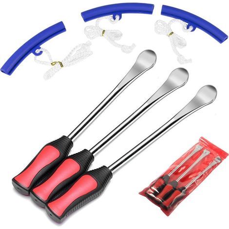 Cuillères Outil Levier de Pneu 3 cuillères Outil pneumatique Levier avec 3 Jante Protecteurs pour Accessoire Auto Moto (1/5)