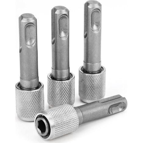 Porte Embout Sds Plus 4 Pièces Adaptateur de Mandrin Sds 6,35mm (1/4'') Porte Embout Visseuse Tige Ronde sur Tige Hexagonale Mandrin Perforateur pour Forets Marteaux (1/5)