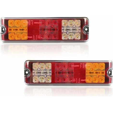 2 Feux Arrière Remorque LED 12V Homologués E 5 Fonctions Freinage Clignotant Recul Position Catadioptre Étanche (1/4)