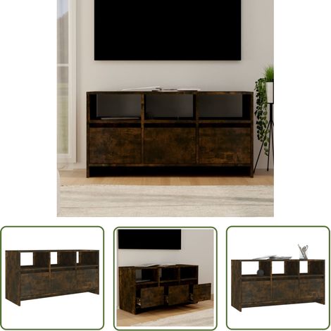 The Living Store TV-Schrank Räuchereiche 102x37,5x52,5 cm Holzwerkstoff - TV-Schrank - Lowboard - Holzmöbel - Fernsehtisch - Wohnzimmermöbel (1/5)