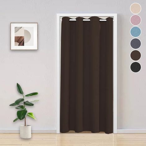 Rideau occultant à œillets thermique, rideau de protection contre le froid, rideau séparateur de pièce, marron, 132 x 244 cm (1/5)