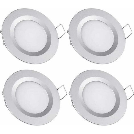 Ulisem4 faretti da incasso a LED da 12 V, foro 58-65 mm, 3 W, 3200 K, per camper, barca, roulotte, furgone, yacht, bianco caldo (finitura argento) (1/4)
