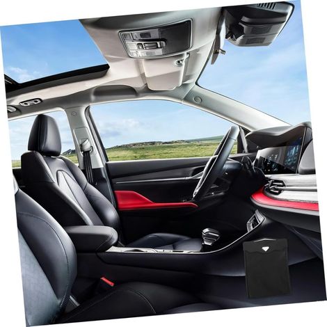 Sac poubelle de voiture LED, organisateur de poubelle suspendu créatif en similicuir pour les voyages et le bureau, installation facile et design élégant, couleur noire (1/3)
