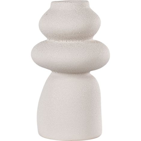 Vaso in gres beige con forme organiche, ø14,5x26,5 cm (1/5)