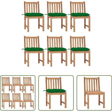 Gartenmöbel Holz -  Gartenstühle 6 Stk. mit Kissen Massivholz Teak (1/5)