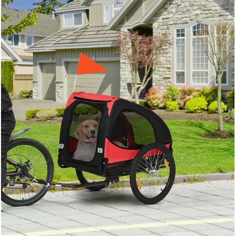 Rimorchio bici per cane 140x71x83 cm in poliestere e metallo rosso, pieghevole – MEUBLIV (1/5)