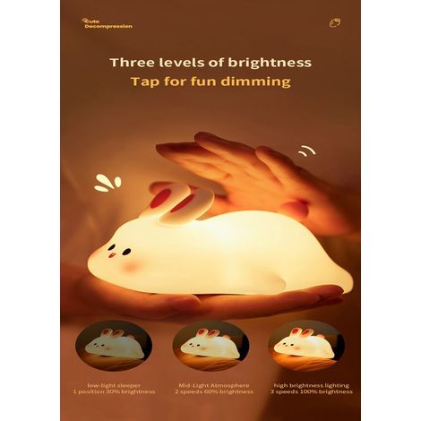 lampe de chevet Veilleuse en silicone par USB en forme de lapin mignon, lampe de chevet pour chambre à coucher éclairage de bureau (1/4)
