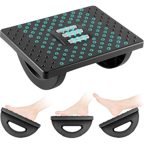 Poggiapiedi ergonomico Allecto con massaggio a rulli per un comodo supporto delle gambe sotto la scrivania in ufficio. (1/5)