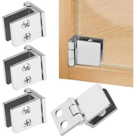 Stück rostfreie Türscharniere aus Zinklegierung, 5-8 mm dick, für Glastüren, Schränke, Regale (1/4)
