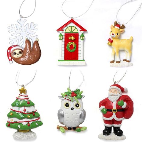 piezas de adornos colgantes navideños de resina con un bonito patrón para decoraciones colgantes (1/5)
