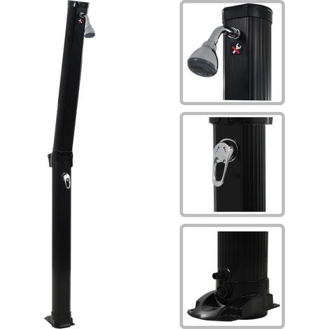 Douche solaire Douche d'extérieur pour jardin et terrasse pliable Noir 214 cm 23 L BXZ9144 (1/5)