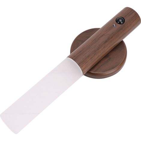 Applique murale intérieure en bois avec détecteur de mouvement, LED rechargeable et alimentée par batterie, idéale pour chambre, couloir ou escalier. (1/5)