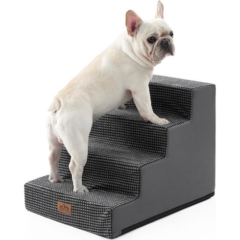 1 Escalier Pour Chien 4 Marches Mousse Haute Densité Base Antidérapante Housse Lavable Lit Canapé