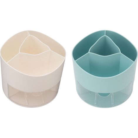 Boîte de rangement de bureau à 5 compartiments, organiseur rotatif facile d'accès pour stylos, outils de maquillage, bijoux, blanc