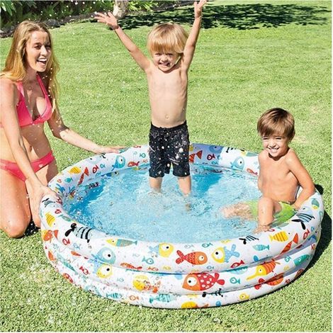 Vtizikl Piscina Gonfiabile 3 Anelli ø132xh.28 Cm Con Animali Marini Estate Bambini 59431 - (1/2)