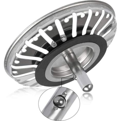 Ahlsen Stück Abflusssieb/Abflussstopfen für Waschbecken, Lochsieb für Küche/Badezimmer, 84 mm Durchmesser mit Kugelspitze, Edelstahl
