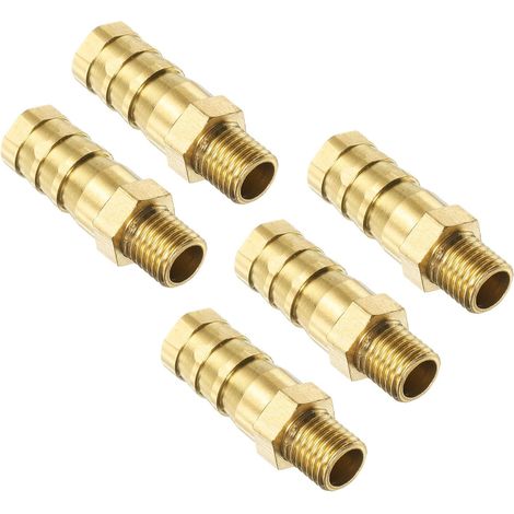 5Pcs Raccord En Laiton À Bagues Métrique M8-1 Mâle À Bague Adaptateur Pour Tuyau ID 10mm Pour Eau Carburant Air (1/5)
