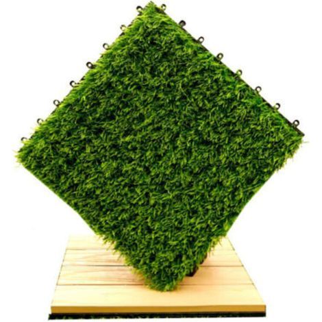 dalles de gazon artificiel de 30 x 30 cm, dalles de gazon synthétique d'épaisseur, tapis auto-drainant, pour intérieur et extérieur, terrasse, balcon, jardin (1/5)