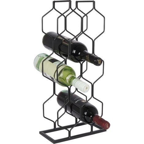Schwarzes Metall-Weinregal für 8 Flaschen, Spirituosenregal, 48 cm