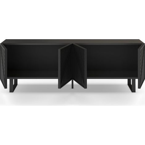 SELMA - Meuble TV 161cm en mélamine - Noir (1/5)