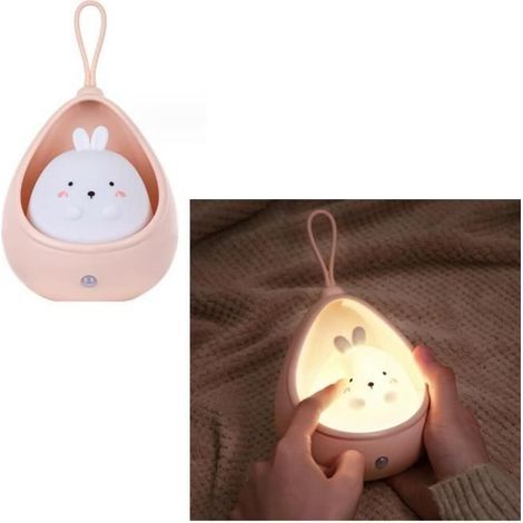 Veilleuse Bébé.veilleuse en forme de lapin.veilleuse enfant avec capteur à Induction.Veilleuse de couloir avec corde suspendre.rose