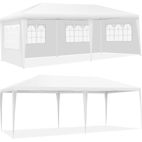 Goplus – Tonnelle tente de réception 3x6m – Tissu imperméable et anti-UV – Structure métallique robuste avec 6 parois amovibles – Installation rapide en 3 étapes