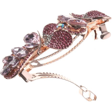 Shiny Pink Metal Bow Hair Clip, Decorative Barrette (1/5)