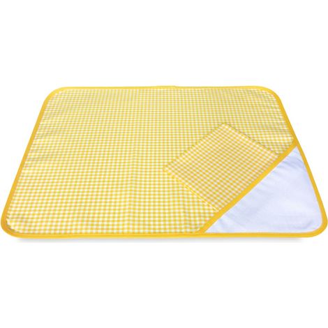 SET de table et SERVIETTES ASILE à CARREAUX FILS TEINTS avec de la toile AÏDA à broder le nom de Jaune