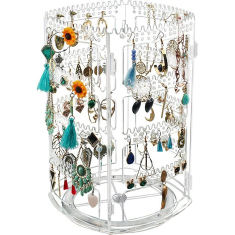 360° Rotating Clear Acrylic Earring Holder for Earrings and Bracelets (1/5)