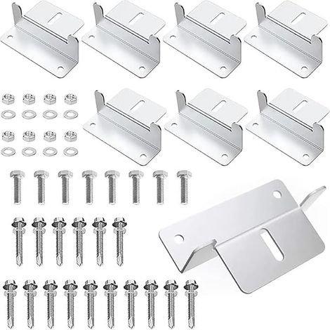 Supports de fixation pour panneaux solaires, supports de fixation en Z pour panneaux solaires sur toit, avec écrous et boulons, pour caravanes, bateaux, murs et toits (lot de 8) (1/5)