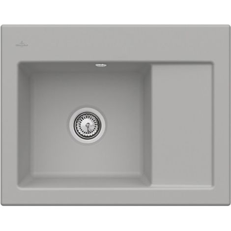 VILLEROY ET BOCH Subway 45 Fregadero compacto de 1 seno 65 x 51 cm con desagüe derecho Fossile CeramicPlus