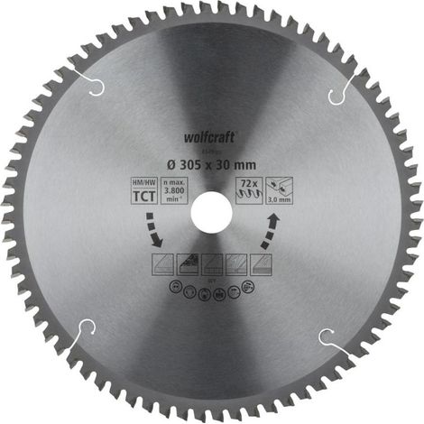 wolfcraft I Kapp- und Gehrungssägeblatt HM, Serie orangeI 6549000 I Ø 305 mm, 72 Zähne, feine, saubere SchnitteI Sägeblatt I Kreissägeblatt I Kappsägeblatt I Gehrungssägeblatt