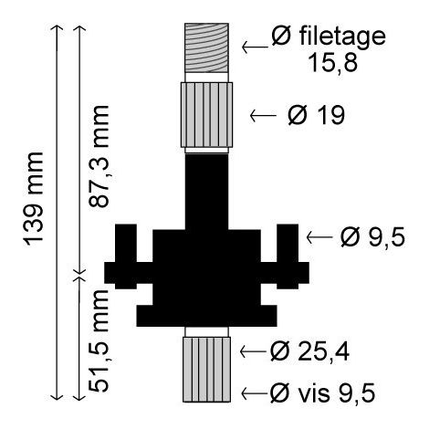 Palier de lame MTD adaptable 139mm – Diamètre extérieur 90mm – Arbre 25,4mm et 19mm – Entraxe 66mm pour tracteurs-tondeuses