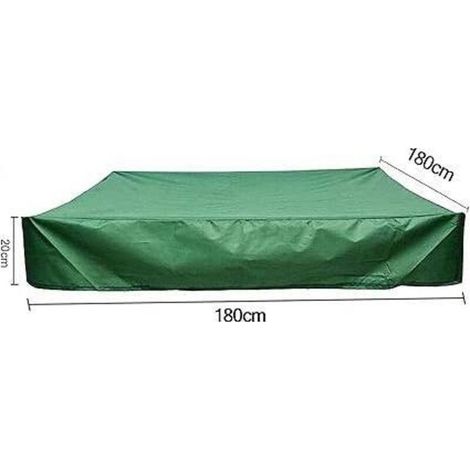 Housse de protection imperméable pour bac à sable 180x180 cm – Tissu Oxford 210D résistant – Cordon de serrage anti-pluie – Couverture verte (1/5)