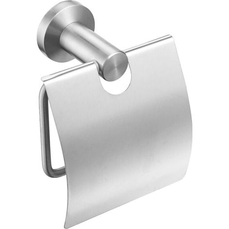 Porte-rouleau de papier toilette avec couvercle, support de papier toilette brossé, tréfilage en acier inoxydable, support mural (1/4)