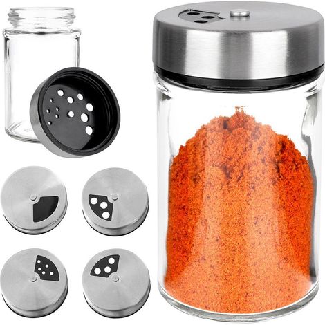 Pot à épices de cuisine avec passoire intégrée, en verre, 100 ml (1/5)