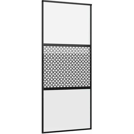 Puerta de Vidrio Calado Negro 90 x 2 x 205 cm Aluminio vidaXL