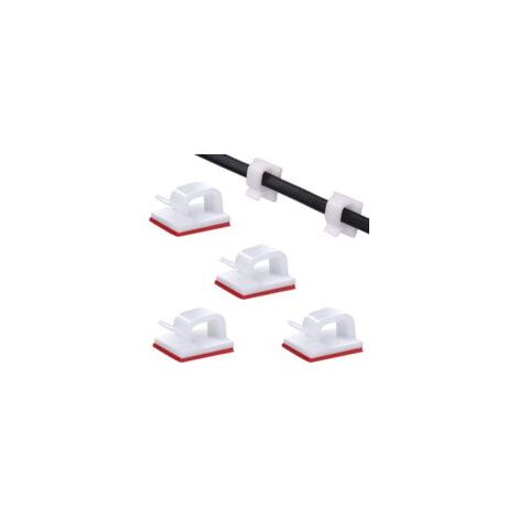 Lot de 100 clips de gestion de câbles auto-adhésifs pour TV, PC, ordinateur portable,-Crezuo