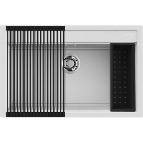 Lavello Elleci Incasso 1 vasca 79x51 Best 130 Bundle Granitek Bianco LGB13068K2 (1/3)