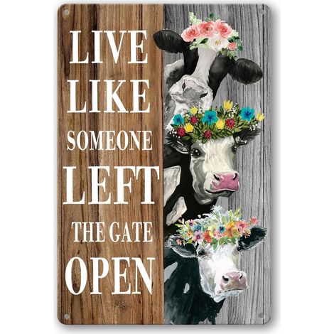 Plaque Étaine Drôle de Vache Écossaise Décoration Murale de Vache Poster d’Art de Vaches Plaques Métalliques Décorations de Ferme pour Maison, Salle de Bain, Cuisine 20X30 cm (1/5)