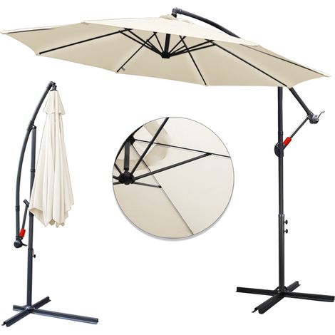 Wolketon Ombrellone da giardino Ø 3,5 m – Area d'ombra molto ampia per terrazza e giardino Beige
