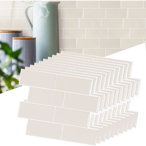 Carreaux Peel and Stick Backsplash - 20 feuilles de carrelage adhésif Beige Peel and Stick pour la cuisine,la salle de bain - mural (1/5)