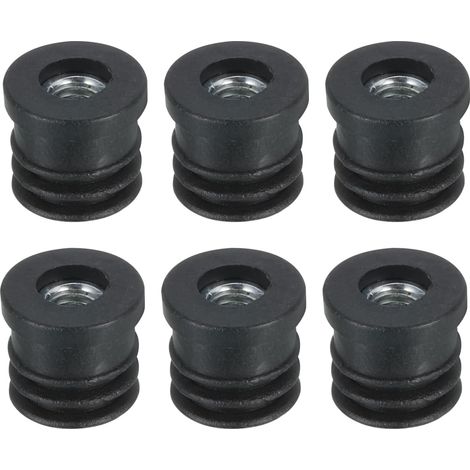 6 Embouts pour Tubes Ronds avec Filetage M6 en Élastique Noir (1/5)