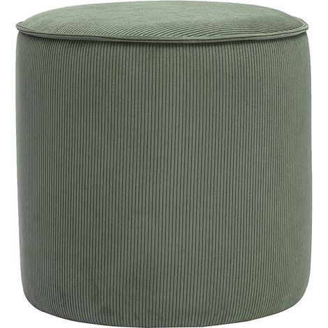 Pouf rotondo in velluto a coste verde kaki D40 cm PAUL