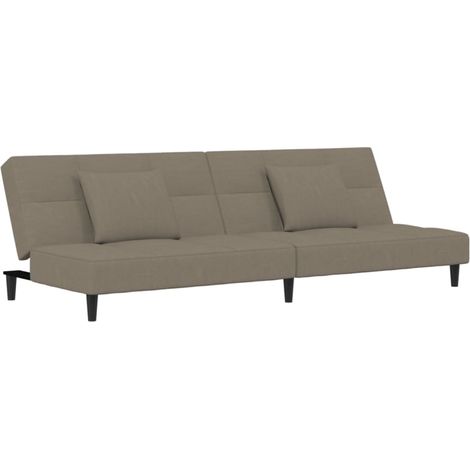 vidaXL 2-Sitzer Schlafsofa mit zwei Kissen Grau Samt