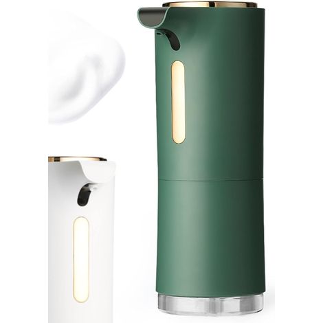 Distributeur Savon Automatique, Distributeur de Savon Mousse avec Capteur Infrarouge, Diffuseur d'Huiles Essentielles, laver les mains sans contact pour Salle de Bain, Cuisine(Vert)-Fei Yu (1/5)