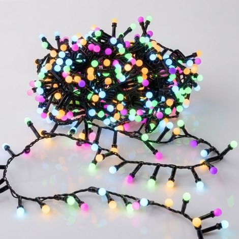 LED Lichterkette 10 m mit 500 mini Kugeln mit Timer - bunt - Multicolor Kugellichterkette mit Stecker für Außen und Innen mit 8 Funktionen