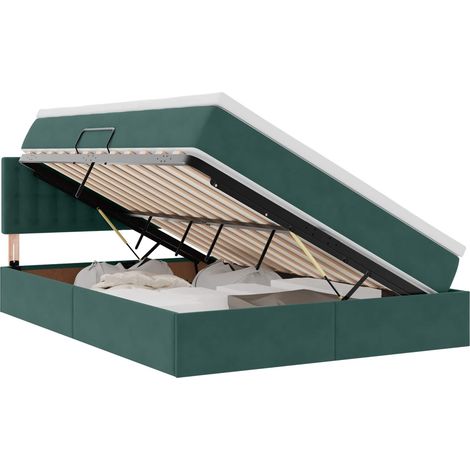 Maison Exclusive - Letto con Contenitore Verde Scuro 140 x 190 cm Velluto